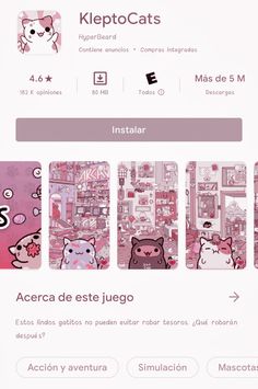 an image of some kind of app with cats on it's screenshots