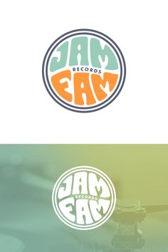 the logo for jam ear records is shown in two different colors and font styles, one with