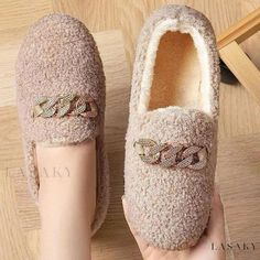 Lasaky - Thickened Home Warmth Flat Bottom Leopard Pattern Cotton and Wool Slippers for Cozy Indoor Use. Fluffy Shoes, Boot Chains, Flats Shoes Comfortable, Earrings Dangle Simple, Soft Slippers, Wool Slippers, Round Toe Shoes, Bride Earrings, Stylish Maternity