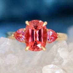 Pink Ruby Gemstone Ring In 14k Gold, Pink Ruby Ring With Accent Stones In 14k Gold, Pink Ruby Ring With 14k Gold And Accent Stones, Pink Ruby Ring With 14k Gold, Extravagant Accessories, Barbie Ring, Pink Tourmaline Engagement Ring, Pink Engagement, October Gifts