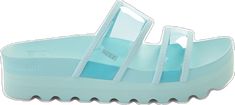 Clear Platform Sandals For The Beach, Trendy Blue Slide Sandals, Casual Clear Synthetic Sandals, Casual Clear Synthetic Jelly Sandals, Casual Blue Platform Slippers For Summer, Trendy Sandals With Transparent Straps For Beach, Trendy Beach Sandals With Transparent Straps, Trendy Blue Slides For Summer, Modern Blue Slides For Summer