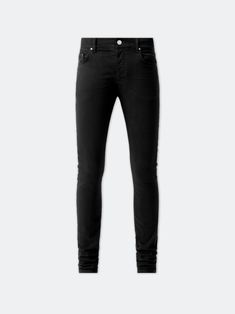 Stack Jean - BLACK – AMIRI Modern Fitted Jeans For Streetwear, Edgy Jeans With Five Pockets, Edgy Fitted Jeans With Five Pockets, Slim Fit Cotton Jeans With Five Pockets, Stack Jeans, Versace Pants, Givenchy Jacket, Versace Jacket, Off White Jacket