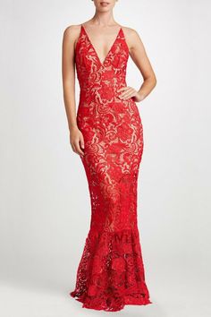 Mermaid Red Dress, Graduation Dresses Long, Lace Halter Dress, Cocktail Gowns, Lace Mermaid, Dress The Population, Mermaid Gown, Formal Dresses For Women, Mermaid Dresses