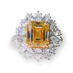 ZUPSTYLE Emerald Cut Fancy Brown Yellow Diamond Halo Diamond Ring in 18K White Gold GIA Certified Marquise Rings, Yellow Diamonds, Marquise Ring, Bracelet Design, Halo Diamond Ring, Gold Diamond Rings, Diamond Halo, Yellow Diamond, Diamond Shape