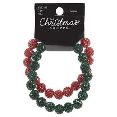 Thickness: 0.38" Size: One Size Fits Most Material: Glass Color: Red & Green Age Grade: 16+ Quantity: 2 Show your love for the holiday season when you complete your outfit with this Bling Bracelet Set! This flashy bracelet set includes a red and a green bracelet made of rounded beads. Each bead is covered in rhinestones that shine in the light. Pair these bracelets with a festive outfit for the perfect look! Holiday Red Adjustable Jewelry, Adjustable Beaded Bracelets For Party And Holiday, Adjustable Beaded Bracelets For Holiday Party, Adjustable Bracelets For Holiday Party, Green Bracelets For Christmas Party, Red Christmas Party Bracelets, Red Stretch Bracelet For Christmas Holiday, Adjustable Red Bracelet For Christmas, Red Stretch Bracelet For Christmas