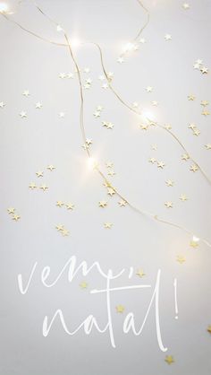 a white background with stars and string lights