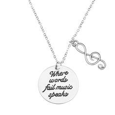 PRICES MAY VARY. MUSIC NOTE JEWELRY- Music Charm Necklace for Women, Teens and Girls MUSIC NECKLACE- Silver plated Music charms on 17 inch stainless steel chain GIFT IDEAS -Perfect gifts for singer, musician, band or anyone who loves music (birthday or just because) FREE JEWELRY POUCH- Only The Most Elegant Velvet Jewelry Pouches Are Used To Package And Ship Our Bracelets, Ensuring The Most Beautiful Presentation Possible.  Music Melody Necklace, Great Gift!! This gorgeous music necklace is the Treble Clef Jewelry, When Words Fail Music Speaks, Music Note Jewelry, Where Words Fail Music Speaks, When Words Fail, Necklace Music, Music Symbol, Music Necklace, Lover Jewelry