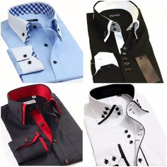 Mens High Collar Shirts, Italian Shirts, Men's Dress Shirts, Italian Dress, Smart Casual Men, Double Collar, Formal Shirt