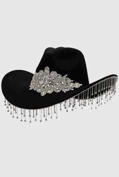 White Glitzy Rhinestones Fringe Western Cowboy Hat is a great fashionable, sturdy and comfortable option for your western style. Suitable for indoor and outdoor ITEM DETAILS 100% polyester Sequence detailed edge Head Size 8" Front to Back, 6.75" Left to Right 3.75" Brim Adjustable strap to secure smaller heads Made in China  Hat Care: Brush off dust or soil with a soft brush/ spot clean only with a damp cloth or sponge If you want to see more beautiful products, click here to go to my shop: http Adjustable Fedora With Rhinestones, Party Hat With Rhinestones And Flat Brim, Adjustable Brimmed Hat With Rhinestones, Adjustable Party Hat With Bling, Short Brim Rhinestone Hat For Kentucky Derby, Kentucky Derby Rhinestone Hat With Short Brim, Rhinestone Short Brim Hat For Kentucky Derby, Rhinestone-embellished Short Brim Hat For Kentucky Derby, Party Hats With Rhinestones And Curved Brim