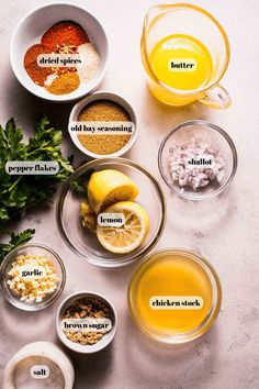 the ingredients for this recipe include lemons, parsley, garlic, and other spices