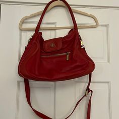 Red Tory Burch Leather Crossbody Hobo Bag Pre-Loved Condition, Normal Wear And Stained Lining As Shown In Pictures Hobo Crossbody Bag, Tory Burch Bags, Leather Hobo Bag, Tory Burch Bag, Leather Hobo, Hobo Bag, Leather Crossbody, Tory Burch, Bag Lady