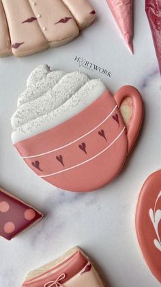 cookies decorated like coffee cups and saucers