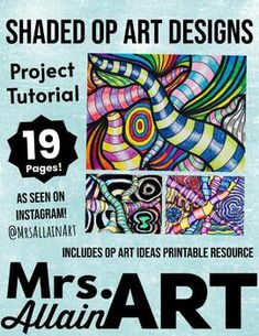 the front cover of an art book with text that reads, shade op art designs project