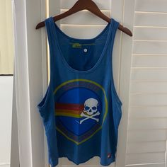 Limited Edition Aviator Nationxsoul Cycle Collab !!! In Perfect Condition, Literally Never Worn At All! Sold For Cheaper On My Depop Plus Free Shipping !!! My @ Name Is Catmags_meoww Blue Cotton Racerback Tank Top, Spring Blue Tank Top For Streetwear, Blue Tank Top For Spring Streetwear, Summer Blue Streetwear Tank Top, Blue Tank Top For Summer Streetwear, Casual Blue Tank Top With Graphic Print, Casual Blue Graphic Print Tank Top, Blue Cotton Tank Top For Workout, Blue Sports Tank Top With Graphic Print