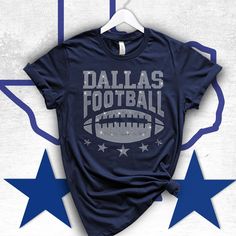 Dallas Rhinestone Shirt, Dallas Shirt, Super Bowl Shirt/Sunday  Dallas Football Shirt, Cowboys Football Shirt, Custom Back Show off your love for football and your favorite team with this stunning Rhinestone Football Team Shirt. Made with high-quality materials, this shirt is both comfortable and stylish, featuring a sparkling rhinestone design that will make you stand out in the crowd. The beautiful design features the iconic Football tees, surrounded by a ring of dazzling rhinestones. The rhin Rhinestone Football, Rhinestone Tshirts, Dallas Cowboys Hoodie, Dallas Cowboys Shirts, Sunday Football, Football Team Shirts, Rhinestone Shirt, Rhinestone Tees, Football Sweater