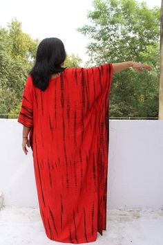 "All dresses are custommade- ONLY FOR YOU! Indian Block Print / tie- dyed kaftans robe- made to measure- all customizations happily accepted!!Tie-dye Kaftan, Caftan, kaftan dress, kaftan maxi dress, women's clothing, robe beach cover ups, holiday dress, wedding robe Vacation dress, Tie-dyed Kaftan Maxi Dress,Caftan, Caftan dress, Indian tunic, kaftan dress, kimono, Cotton Caftan, kurti, shirt, shirt, beach cover up , tunic women's summer dress NEW ARRIVALS IN RAYON TIE- DYED KAFTANS- ONE SIZE FI Red Cotton Free Size Dress, Red Free Size Kaftan For Festivals, Caftan Kurti, Red Cotton Dress For Festivals, Red Maxi Length Kaftan For Festivals, Red Free Size Long Maxi Dress, Red Free Size Maxi Dress, Red Cotton Dress In Free Size, Traditional Red Free Size Dress