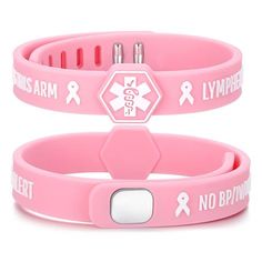 Made of tough,durable silicone rubber.Flexible and not break easily.Pink ribbon wristbands printed with LYMPHEDEMA ALERT NO BP/IV/NEEDLES THIS ARMCan be used for business events,road races and other charitable causes looking to spread awareness.Perfect for breast cancer awareness month Pink Ribbon Tattoos, Women Breast, Lymph System, Ribbon Tattoos, Ribbon Bracelets, Medical Bracelet, Breast Health, Business Events, Pink Bracelet