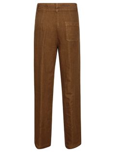 ASPESI brown women`s suit, consisting of a crew-neck shirt and compact flamed linen trousers dyed in garment. Unlined model. The garment is completed with a practical front buttoning and three patch pockets, two on the sides and one on the chest. Regular fit.Composition: 100% Li Brown Linen Bottoms For Work, Brown Linen Pants For Workwear, Brown Linen Pants For Work, Brown Linen Workwear Bottoms, Brown Linen Pants With Relaxed Fit, Classic Brown Linen Pants, Brown Straight Leg Linen Pants, Brown Linen Bottoms With Pockets, Brown Relaxed Fit Linen Pants