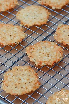 some crackers are cooling on a wire rack