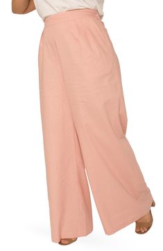 Subtle pleats enhance the casual-chic character of wide-leg pants made from a lightweight blend of linen and cotton. Style Name:Standards & Practices Cici Wide Leg Pants (Plus Size). Style Number: 6244088. Spring Peach Bottoms For Loungewear, Casual Peach Wide Leg Bottoms, Peach Wide Leg Bottoms For Spring, Peach Wide Leg Pants For Spring, Wide Leg Peach Pants For Spring, Wide Leg Pants Plus Size, Wide Leg Lounge Pants, Skirt Belt, Plus Size Jeans