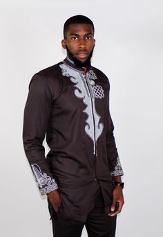 African Native Men's Wear Black Panther wakanda designs (shirt and trouser) Fitted Black Kurta With Stand Collar, Black Traditional Kurta With Stand Collar, Black Traditional Wear With Long Sleeves And Patterns, Traditional Black Kurta For Ceremonial Occasions, Traditional Black Ceremonial Kurta, Long Sleeve Traditional Wear With Patterns For Ceremonial Use, Traditional Long Sleeve Wear With Patterns For Ceremonial, Traditional Long Sleeve Wear With Patterns For Ceremonies, Black Long Sleeve Sets With Traditional Patterns