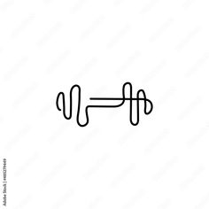 a black and white line drawing of a barbell on a white background with the word,