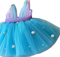 Princess Blue Tulle Mermaid Dress, Blue Summer Mermaid Dress For Dress-up, Blue Mermaid Dress For Summer Dress-up, Blue Mermaid Dress For Summer Events, Princess Mermaid Tutu Dress In Tulle, Princess Style Mermaid Tutu Dress In Tulle, Princess Style Blue Mermaid Party Dress, Blue Princess Style Mermaid Dress, Blue Princess Mermaid Dress For Dress-up