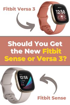 the fitbit versa 3 smart watch is shown with an arrow pointing up to it