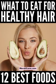 12 Best Foods for Hair Growth | You've probably heard of rice water for hair growth, but did you know your diet can help your hair grow faster too? If you're on the hunt for hair growth tips, this post includes a list of foods to add to your daily diet. You'll learn which vitamins and nutrients you should focus on, plus a list of food options, including plant-based foods, antioxidant foods, and foods high in protein and fiber, allowing you to create a meal plan to meet all your goals! Hair Healthy Foods, Hair Lossing Tips, Hair Lossing, Curl Long Hair, Food For Hair Growth, Light Brown Hair Colors, Foods For Healthy Hair, Help Your Hair Grow Faster, Food For Hair