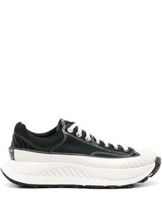 black canvas contrast stitching round toe rubber toecap front lace-up fastening chunky rubber sole with logo patch branded insole mesh lining Black Lace-up Canvas Platform Sneakers, Classic Black Lace-up Platform Sneakers, Black Synthetic Chunky Platform Sneakers, Black Low-top Platform Sneakers With Rubber Sole, Black Cushioned Lace-up Platform Sneakers, Balenciaga Speed, Converse Chuck 70, Chuck 70, Balenciaga Triple S