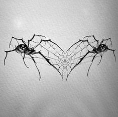 two spider webs with eyes drawn on them in the shape of a heart, against a white background