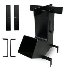 an image of a black object that is in the shape of a phone holder and some screws