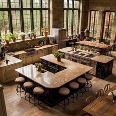 a large kitchen with lots of counter space