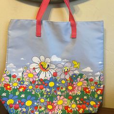 Questions? Leave A Comment Below! Estee Lauder Tote Hattie Stewart Medium/Large 15 L X 15 H X 5 Deep Handle 8 1/2 Drop Super Cute And Fun Multi Bright Color Floral Print With Funny Flower Faces Pink Interior & Pink Handles Great For Everyday Items Or For A Day Trip, Or A Great Gift Bag.... Brand New/Never Used Su25 Cute Bags With Removable Pouch For Spring, Cute Spring Bags For Everyday Use, Cute Yellow Bags For Spring, Fun Spring Tote Bag, Spring Fun Tote Bag, Yellow Summer Bags For Errands, Fun Yellow Bags For Everyday Use, Retro Spring Travel Bag, Spring Travel Retro Bag