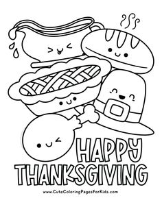 happy thanksgiving coloring pages for kids to print out and color with the words happy thanksgiving