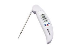 an electronic thermometer is shown with a needle in it's back end