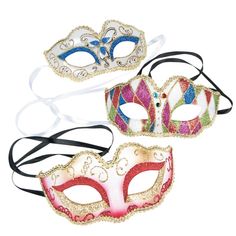 Have all eyes on you when you hand out these stylish masks at a Mardi Gras party, masquerade prom or corporate event. Whether you lay 'em on tables as creative additions to Fat Tuesday party centerpieces or use them as photo booth props, guests of all ages will love trying on these mysterious Harlequin masks. Unmask even more marvelous masquerade decorations when you shop around this website! Plastic with ribbon ties. 6 1/4" x 2 3/4" Masquerade Holiday Party, Fat Tuesday Party, Masquerade Decorations, 50th Birthday Centerpieces, Mardi Gras Masks, Masquerade Prom, Masquerade Ball Mask, Masquerade Masks, Birthday Centerpieces