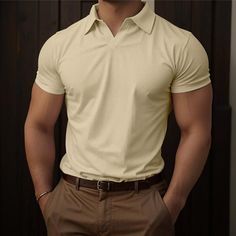 Cream Polo Outfit Men, White Polo Shirt Outfit Men, Mens Fashion Polo, Polo Tshirt Men, Bf Aesthetic, Waffle Polo Shirt, Polo Shirt Outfit Men, Drake Clothing, Polo Tshirts