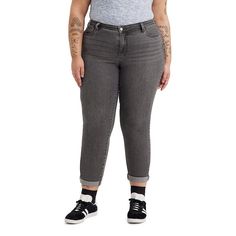 Get that borrowed-from-the-boys look with these women's Levi's jeans, upgraded with soft stretch denim for comfort. Roll the hems and pair with heels for added style. Features a mid rise, relaxed fit through the hip and thigh, and a straight leg.Click on this WOMEN'S GUIDE to find the perfect fit and more!PRODUCT FEATURESTapered leg Rolled hem Whiskered & faded details 5-pocket With just enough added stretch that hugs your curves but won't bag out FIT & SIZING26-in. rolled inseam Midrise: 10.75" Plus Size Boyfriend Jeans, Levis Boyfriend Jeans, Plus Size Outerwear, Plus Size Pants, Petite Tops, Jeans Online, Rolled Hem, Plus Size Jeans, Mid Rise Jeans