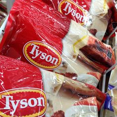 tyson hot dogs wrapped in plastic and ready to be sold at the grocery store