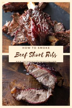 Sliced beef short ribs on a platter. Beef Short Ribs Smoker Recipe, Short Ribs Smoker Recipe, Beef Ribs On The Grill, Bbq Beef Short Ribs, Boneless Beef Short Ribs, Tender Meat, Vegetarian Chicken