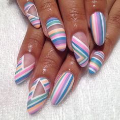 Nails Pastel, Geometric Nail, Shirt Business, Striped Nails, Super Nails, Nails Polish, Diy Nail Designs, Ideas Nails, Trendy Nail Art