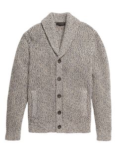 Shawl-Collar Cardigan Sweater | Banana Republic Cotton Ribbed Cardigan, Cotton Knit Cardigan For Layering, Cozy Cotton Knit Outerwear, Knit Cotton Outerwear For Layering, Casual Cotton Cardigan With Shawl Collar, Fall Cotton Sweater With Shawl Collar, Shawl Collar Cardigan, Knit Texture, Shawl Cardigan