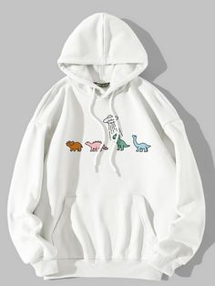 California Hoodie, Stylish Hoodies, Lined Hoodie, Cute Sweatshirts, Really Cute Outfits, Shein Tops, Drawstring Hoodie, White Hoodie, White Casual