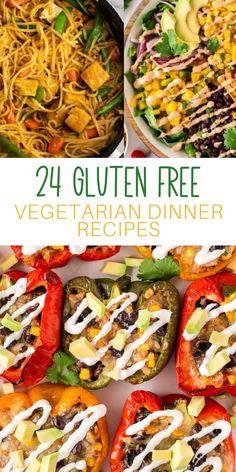 four different pictures with the title text, 24 gluten free vegetarian dinner recipes