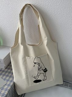 Canvas Shopper Bag, Eco Bags, Eco Bag, Shopper Bag, Cartoon Print, Canvas Tote, Mood Board, Reusable Tote Bags, Textiles