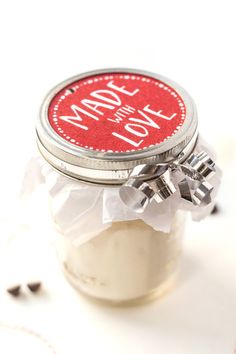 a jar filled with some kind of white substance