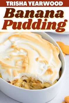 this banana pudding is made with fresh bananas and topped with vanilla frosting for an easy dessert