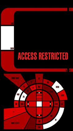 a black and red poster with the words access restricted on it's back side