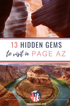 the grand canyon with text overlaying it that reads 13 hidden gems to visit in page az